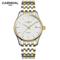 carnival fashion simple mens mechanical watches stainless steel waterproof calendar automatic watch men relogio masculino