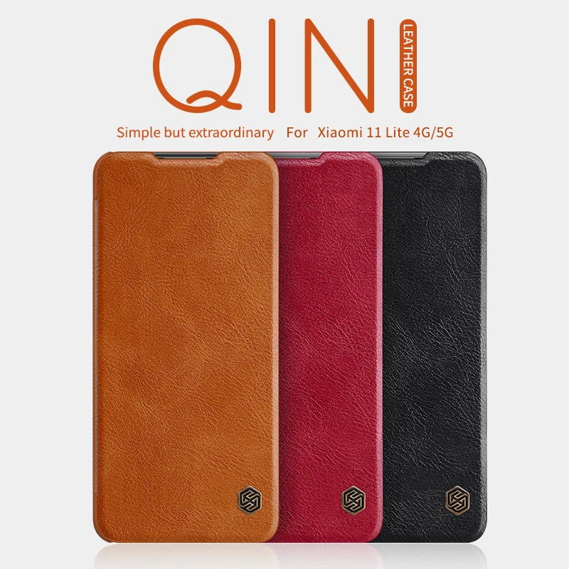 Для Xiaomi Mi 11 облегченная Чехол Nillkin Qin Series из натуральной кожи винтажный кожаный