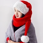 Плюшевые рождественские шапки, Утепленные длинные шапки в стиле шарфа, плюшевые шапки с подкладкой, рождественские шапки, новогодние подарки, праздничное теплое украшение