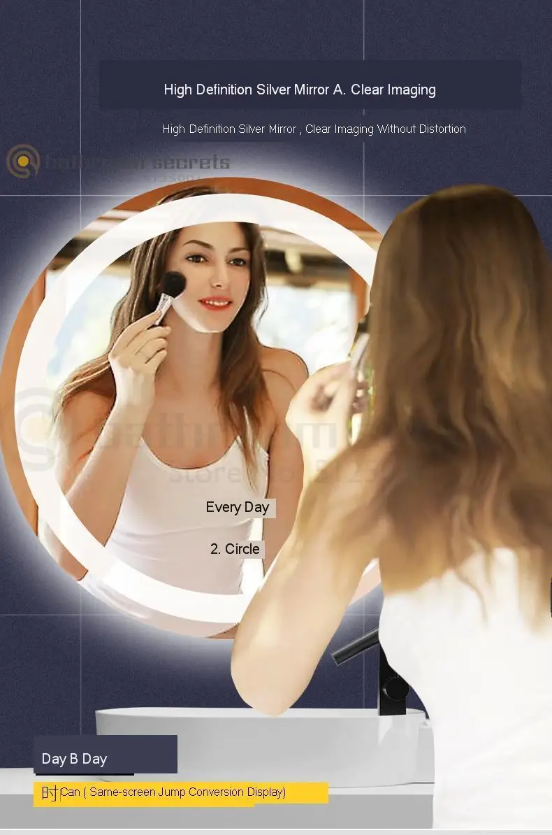 Smart Mirror Touch Screen Led Luminescent Lamp Antifogging Bathroom Mirror Washroom Mirror Wall Hangs Round Mirror Wall