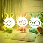 Сенсорный ночник с милым Кроликом, светодиодный ночник, лампа для детской спальни, рождественский подарок, прикроватный декор, детские очки, светильник с кроликами
