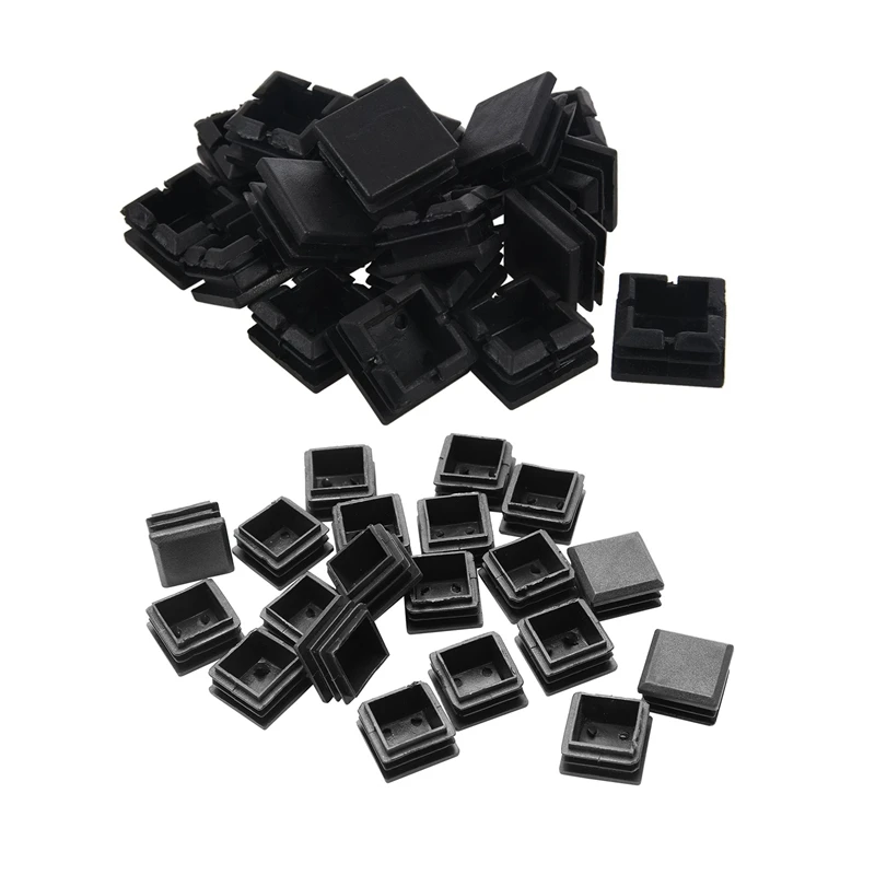 

40 Pcs Plastic Office Chair Table Leg Glide Cap Tubing Pipe Insert - 20Pcs 25x25x18mm & 20Pcs 25x25x20mm