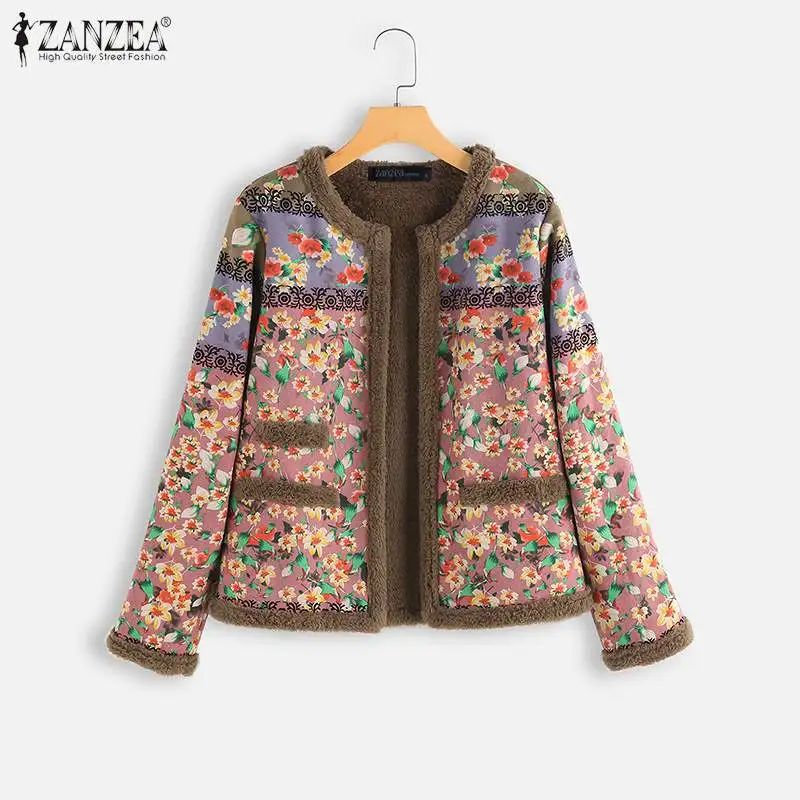 Женская зимняя куртка с длинным рукавом и цветочным принтом | одежда
