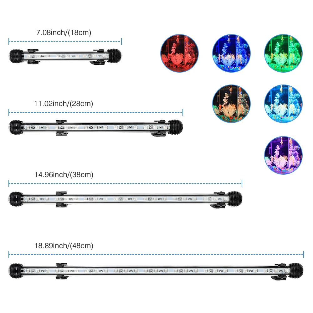 

7 11 15 19 inch Aquarium Fish Tank LED Light RGB Waterproof Underwater Submersible Light Bar Ceiling 5050 SMD RGB RF Aquatic D40