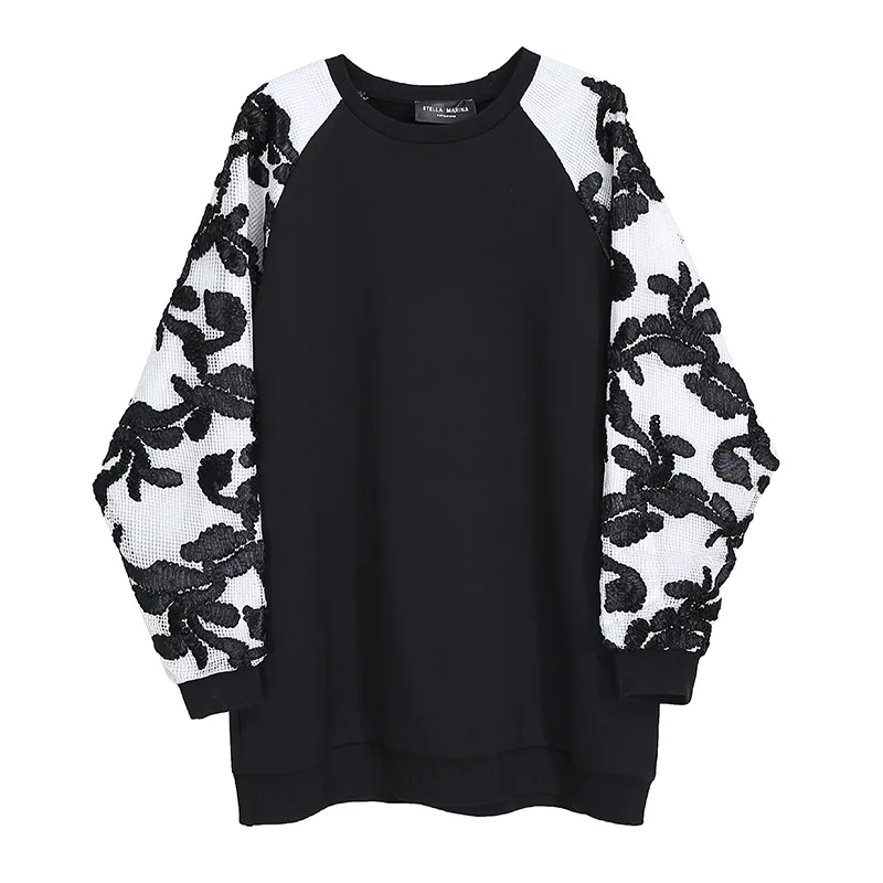 

SuperAen Spring and Autumn New Casual O Neck Jacket Loose Lace Full Hoodies Women