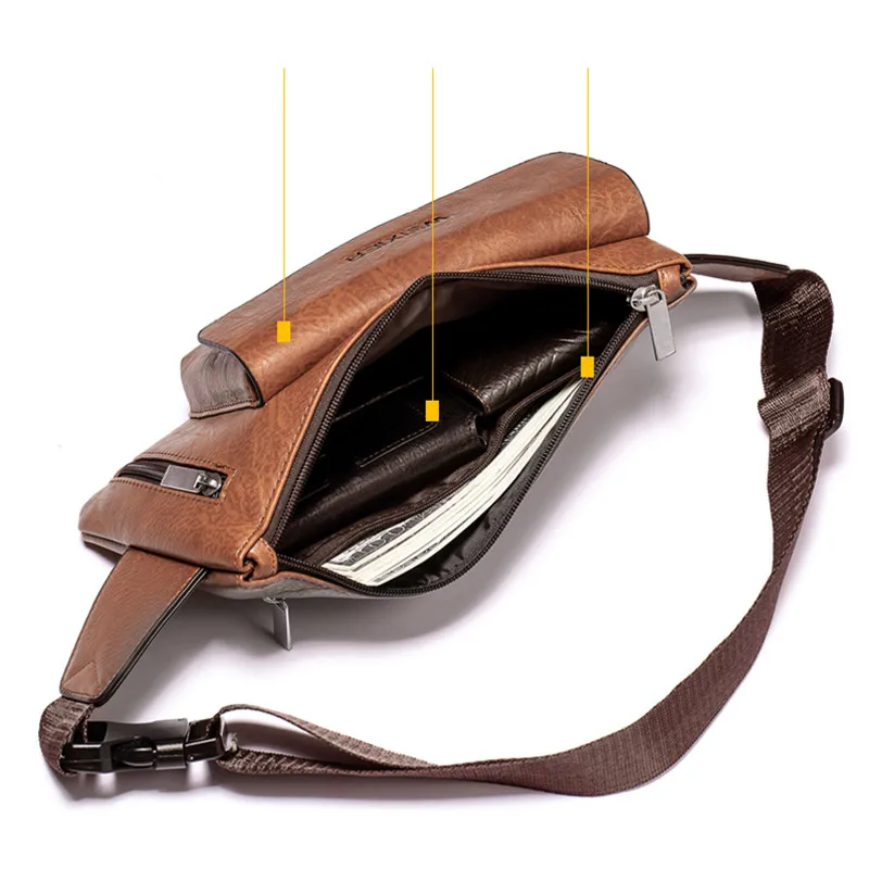 Мужская поясная сумка из искусственной кожи сумка-слинг на ремне рюкзак для