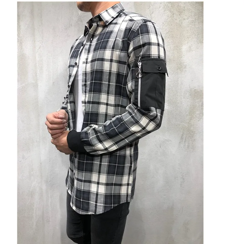 Мужская большая клетчатая рубашка с длинным рукавом деловой костюм мужская