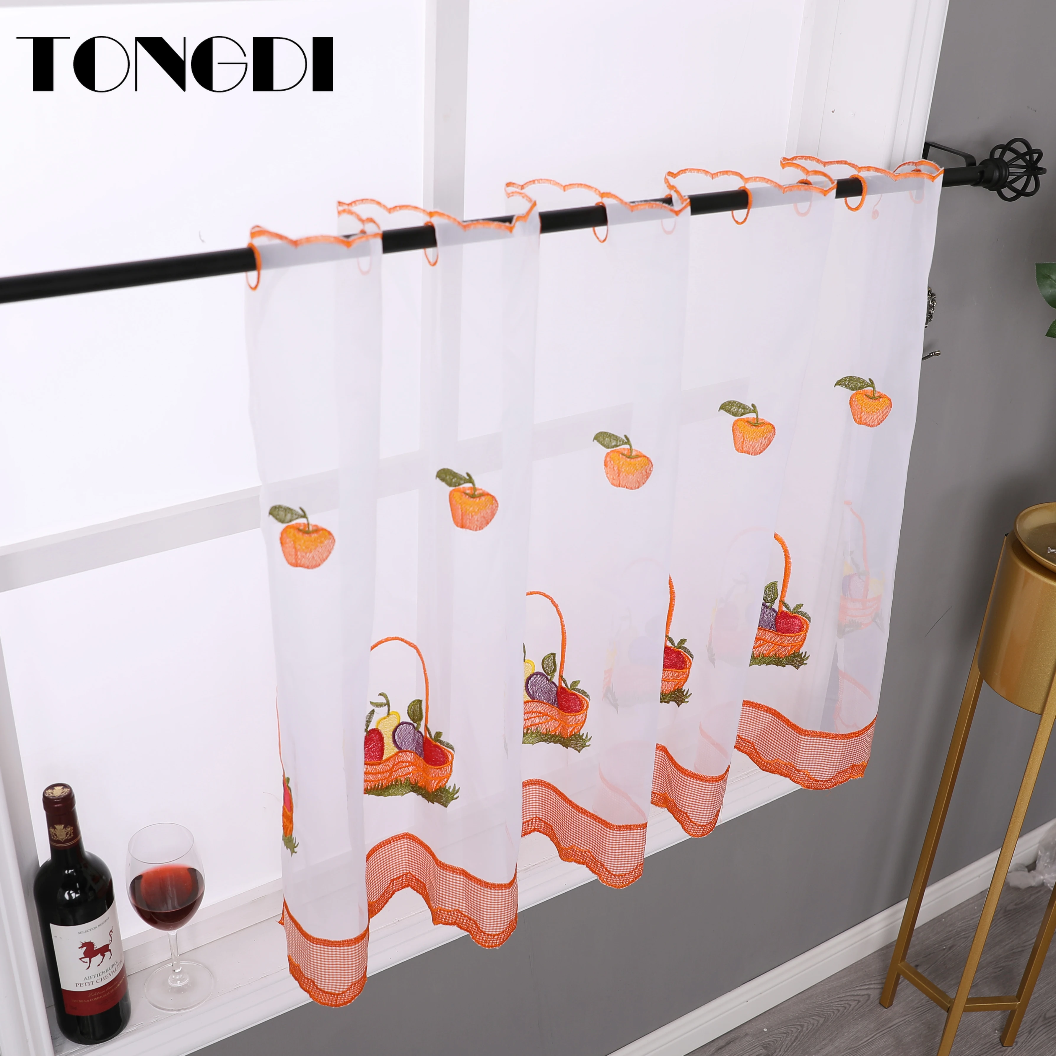 TONGDI занавеска для кухни прозрачные ярусы скотоводства фруктовое кафе тюль