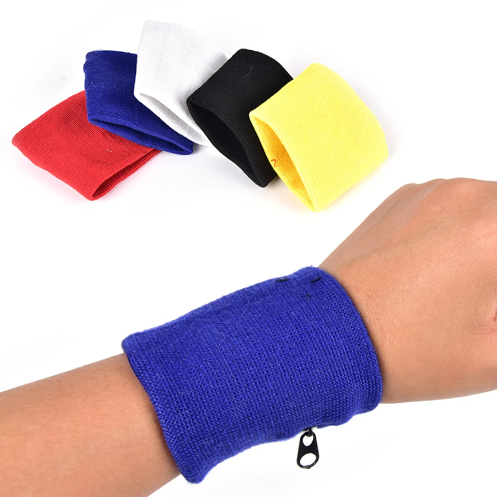 

Arm Band Bag With Pocket Cotton Zipper Sport Wristband Gym Fitness Wrist Support Straps Wraps Running Badminton Sweatband