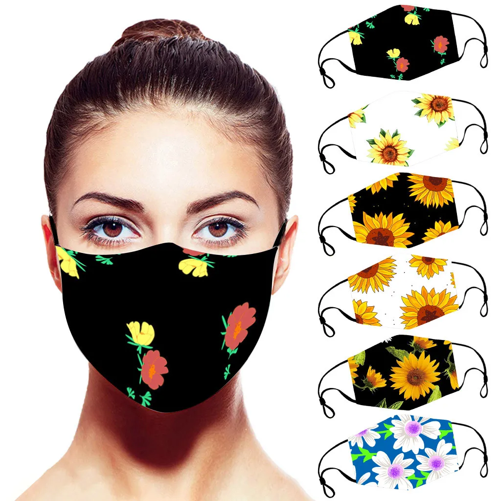 Взрослая пара Вечерние Маски Подсолнух Цветы Печать Маска на открытом воздухе