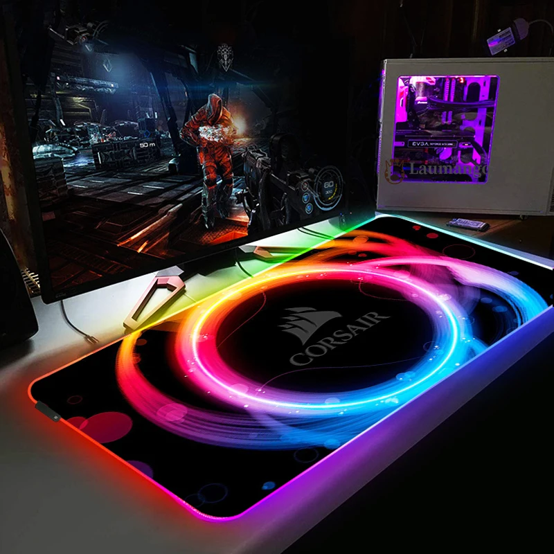 Новое поступление светодиодная подсветка Corsair логотип коврик для мыши RGB