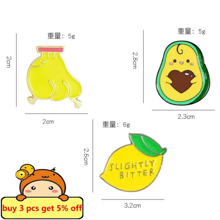 Эмалированные булавки в виде фруктов лимон Шпилька банана авокадо ананас груша