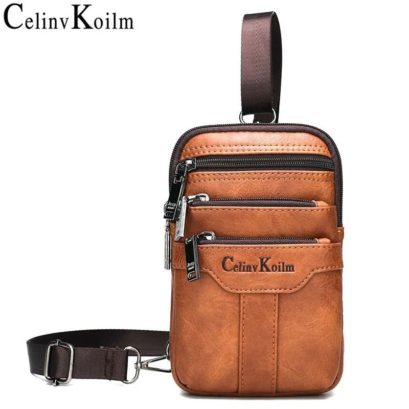 Celinv Koilm Unisex Small Sling Messenger Bags For Men Leather Shoulder Waist Bag Crossbody Mini Fashion Daypacks For Phone New