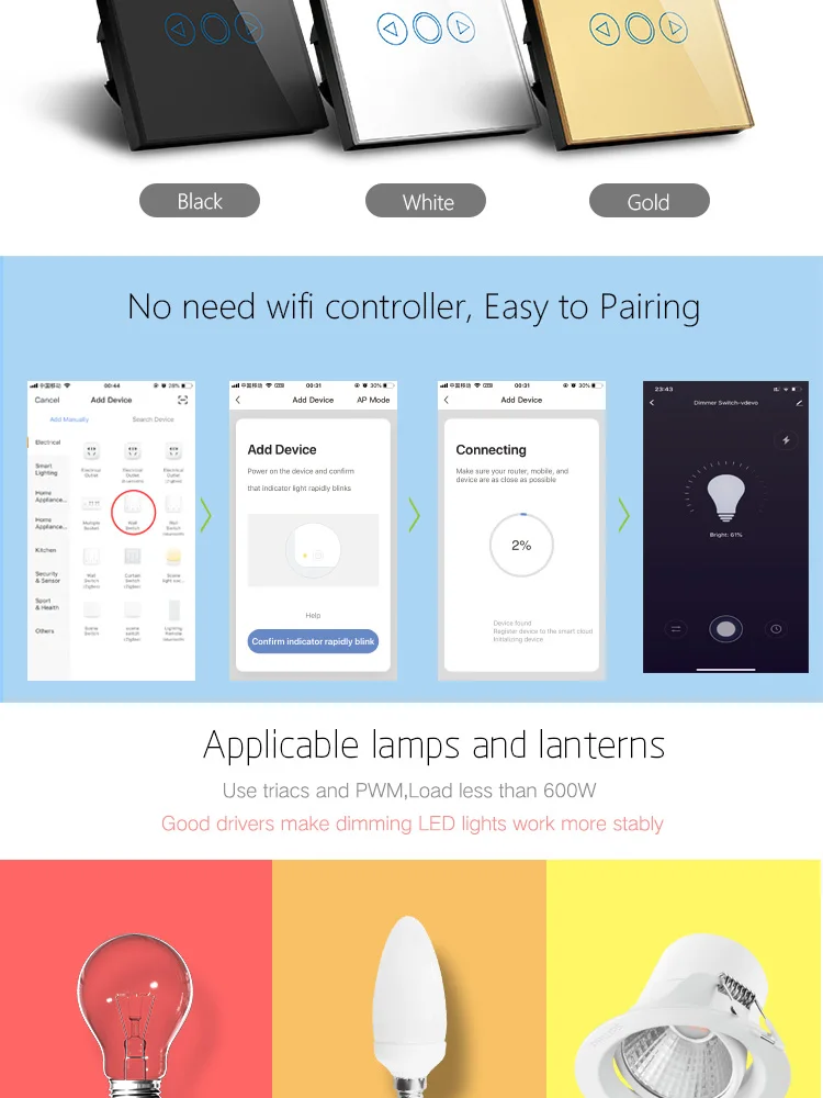 ASEER, Tuya Smart Life APP control Wi-Fi затемнитель Swith 220 В стандарт ЕС 1 банд смарт-переключатель, совместимый Alexa Google Assistant