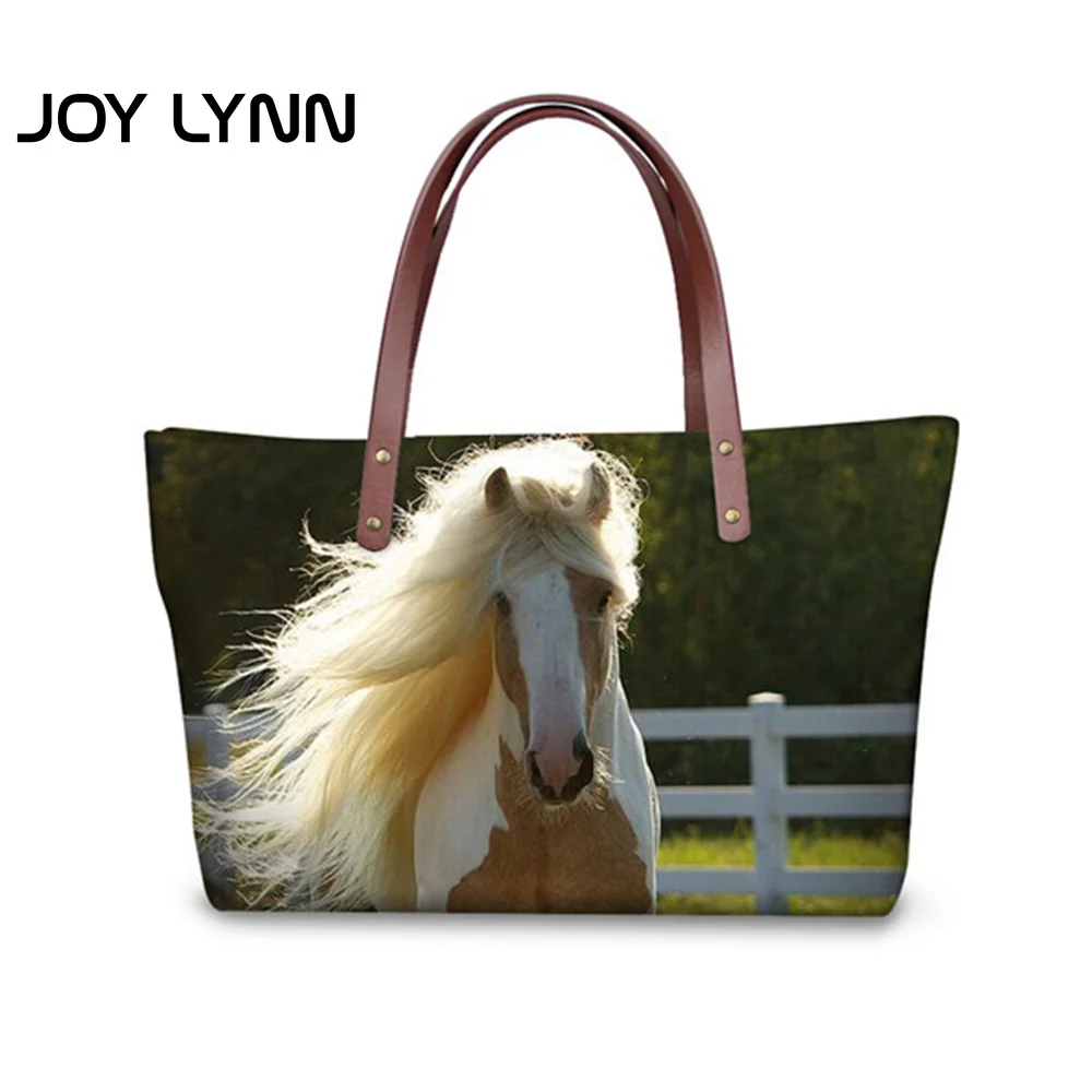 

JOY LYNN 3D Cute Horse Printing Women Handbags Top-handle Bag Ladies Shoulder Bag Waterproof Large Capacity Shopping Female Bags