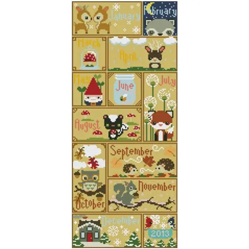 

December little cute card illustration Counted Cross Stitch 11CT 14CT DIY Cross Stitch Kit Embroidery Needlework Sets home decor