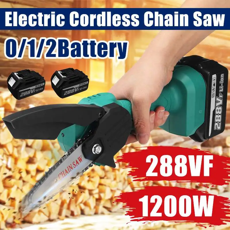 

288V 1200W Electric Chain Saw Lithium Battery Mini Pruning One-handed Garden Tool With Chain Saws Rechargeable Woodworking Tool
