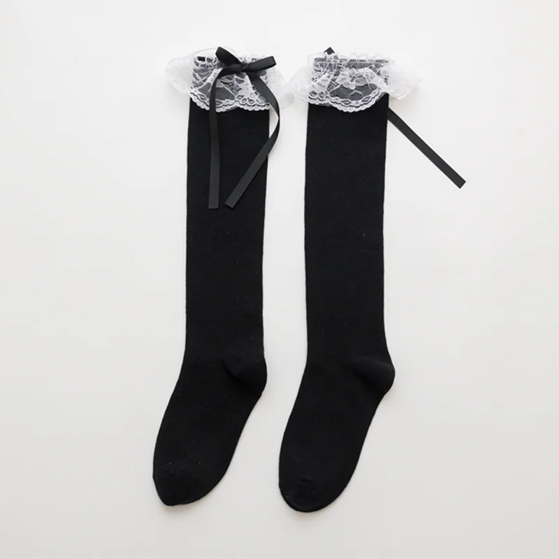 

Cute 1 Pair Lolita Socks Girls Japanese Style Pure Color Bow Lovely Cosplay High Quality Spring Autumn Soft Socks