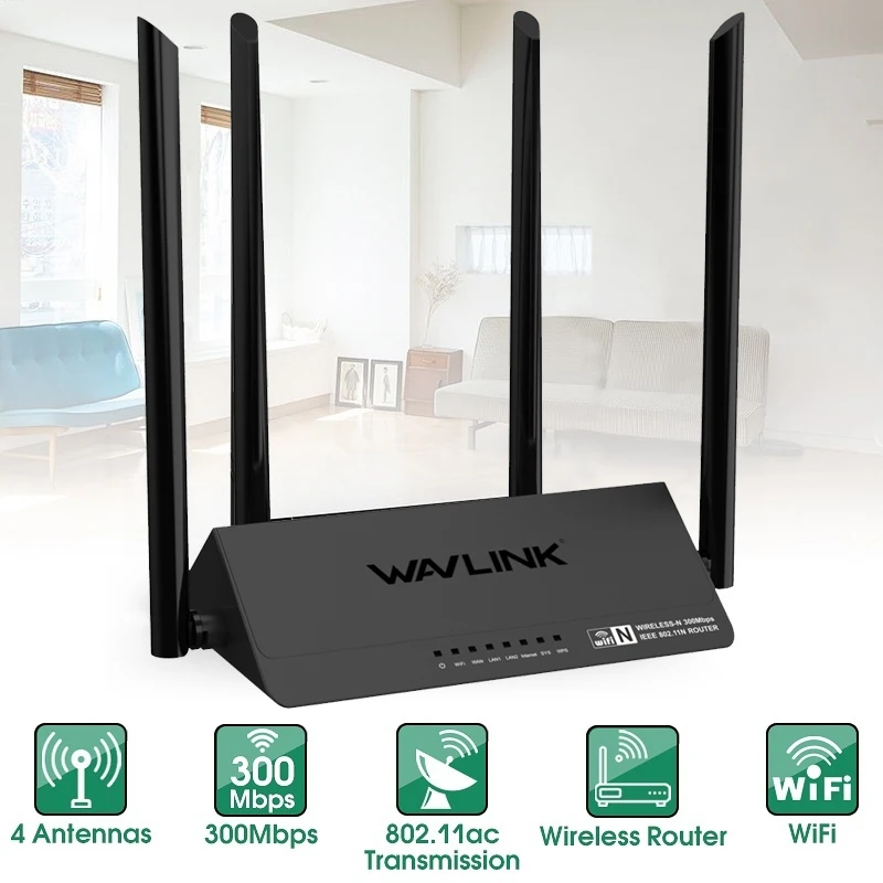 Wavlink 521R2P Wi-Fi роутер 2,4 ГГц 300 Мбит/с 4x5dbi с высоким коэффициентом усиления антенны беспроводной Wi-Fi ретранслятор Смарт-приложение управление Великобритания ЕС США AU Plug