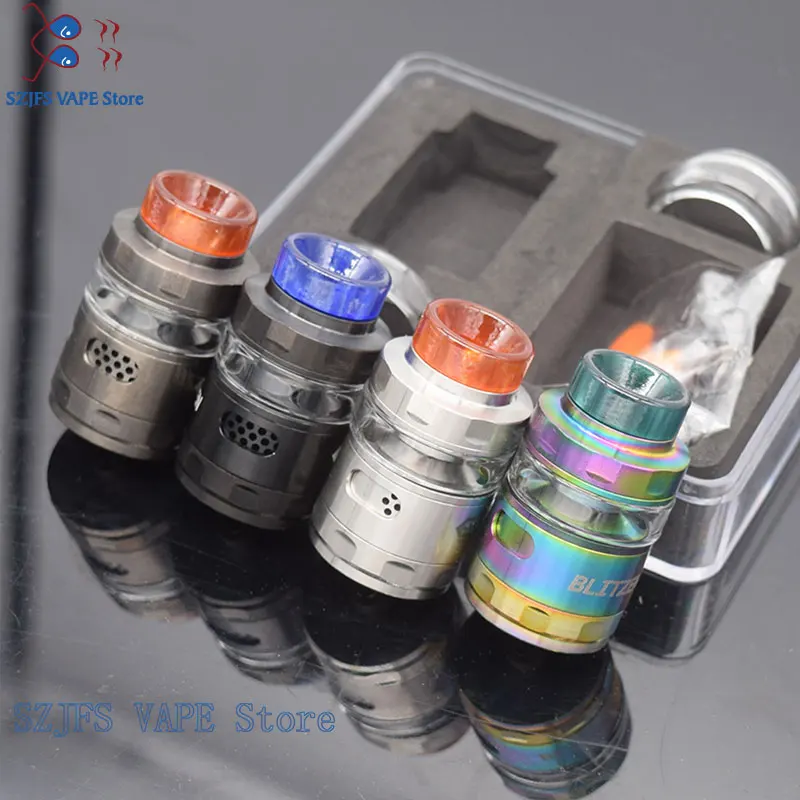 

Blitzen 24mm RTA Replaceable Tank Atomizers 2ml 5ml Ultimate Side Airflow Flavor Tank Rebuidable Postless High Quality vs Relod