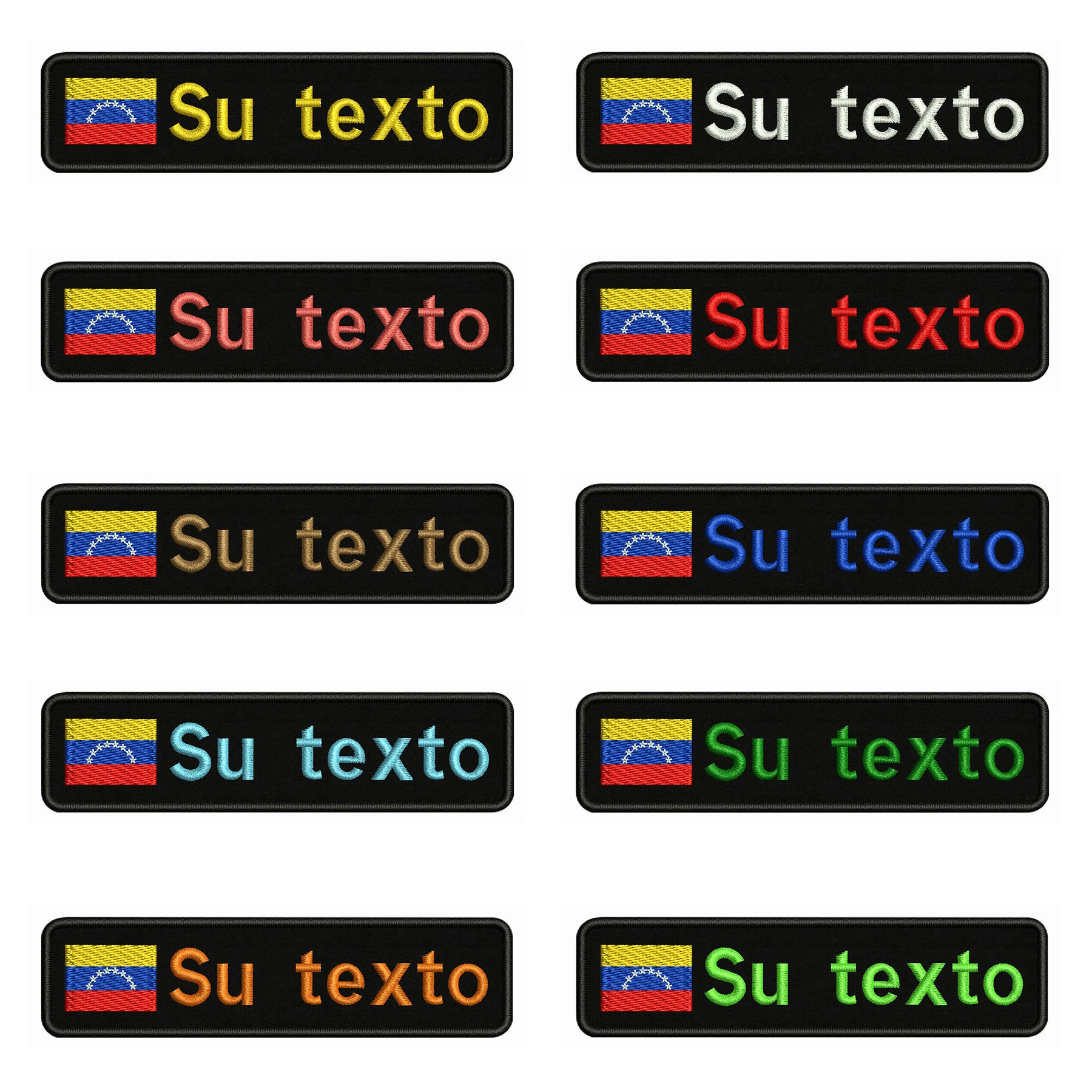 

Venezuelan flag Venezuela 10X2.5cm Embroidery Custom Name Text Patch Stripes badge Iron On Or Velcro Backing Patches For Clothes
