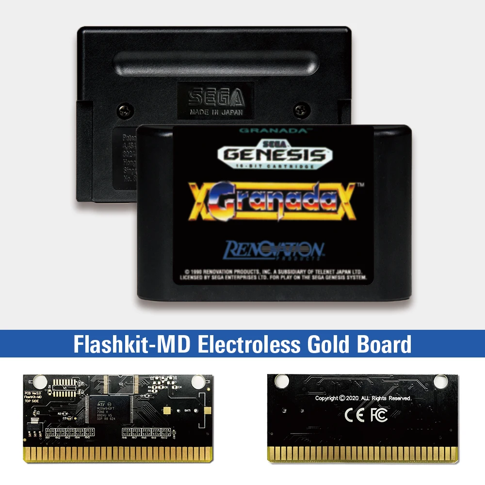 

Granada - USA Label Flashkit MD Electroless Gold PCB Card for Sega Genesis Megadrive Video Game Console