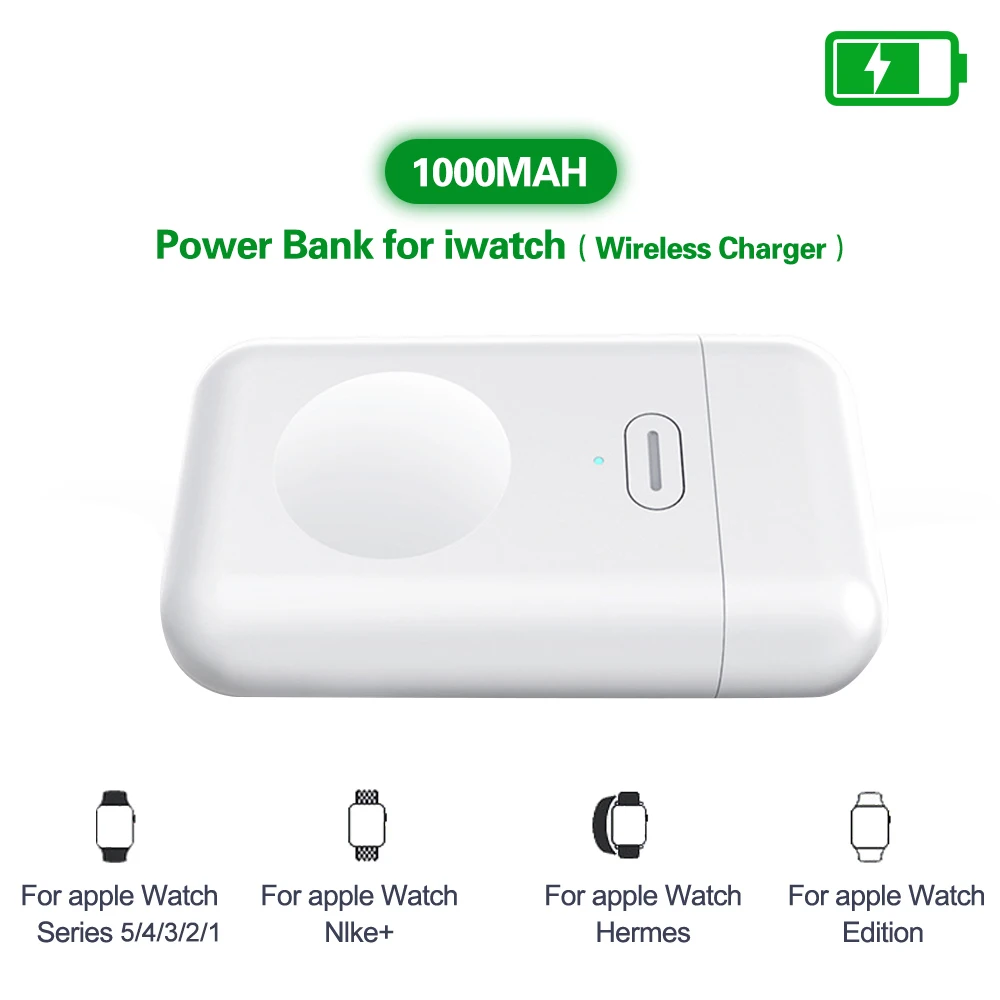 1000mah wireless charger mini power bank for i watch 123456 magnetic portable powerbank thin external battery for apple watch free global shipping