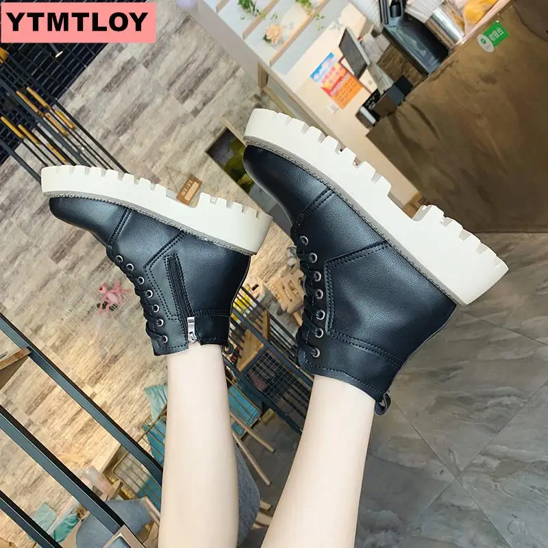 Модные ботильоны Зимние Женские ботинки из искусственной кожи Рабочая обувь с