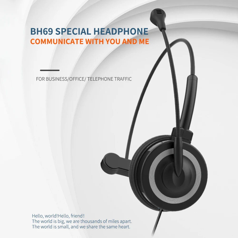 

BH69 USB Call Center Headset PC Computer 3.5mm Business Headsets Super Cardioid Unidirectional Telephone Operator HiFi Headphone