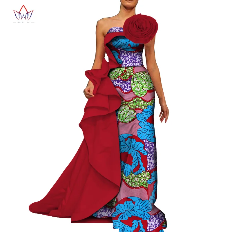 

Summer Women Clothing African Dresses For Women Print Sexy Dresses Vestidos Bazin Riche African Ankara Party Long Dresses WY5849