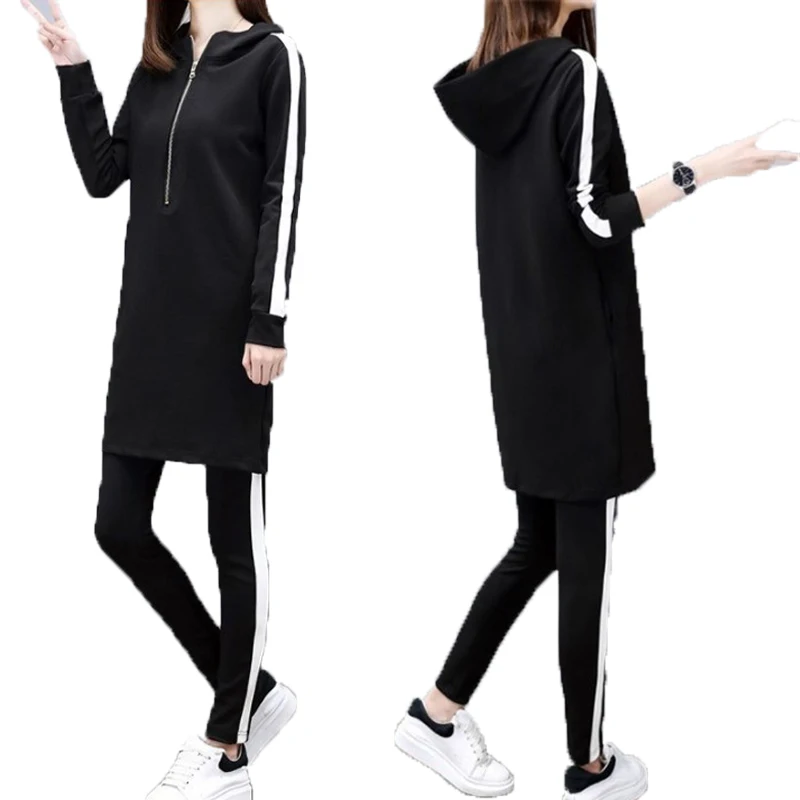 M-4XL Женская одежда для бега размера плюс женские комплекты в полоску комплект из 2