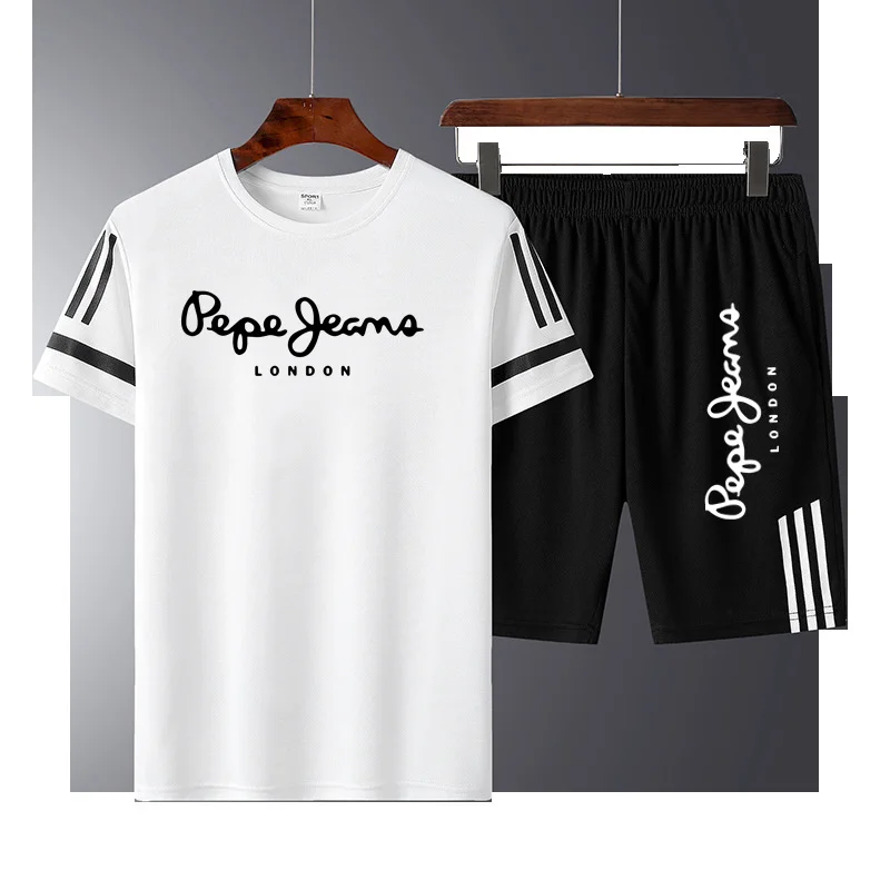 

2021 new hot letter printed T-shirt sports suit couple quick dry casual running suit summer short sleeve shorts 2-piece set