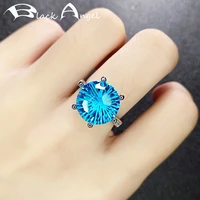 black angel 2020 new shiny created lake blue topaz sapphire purple gemstone adjustable ring for women fine jewelry wedding gift