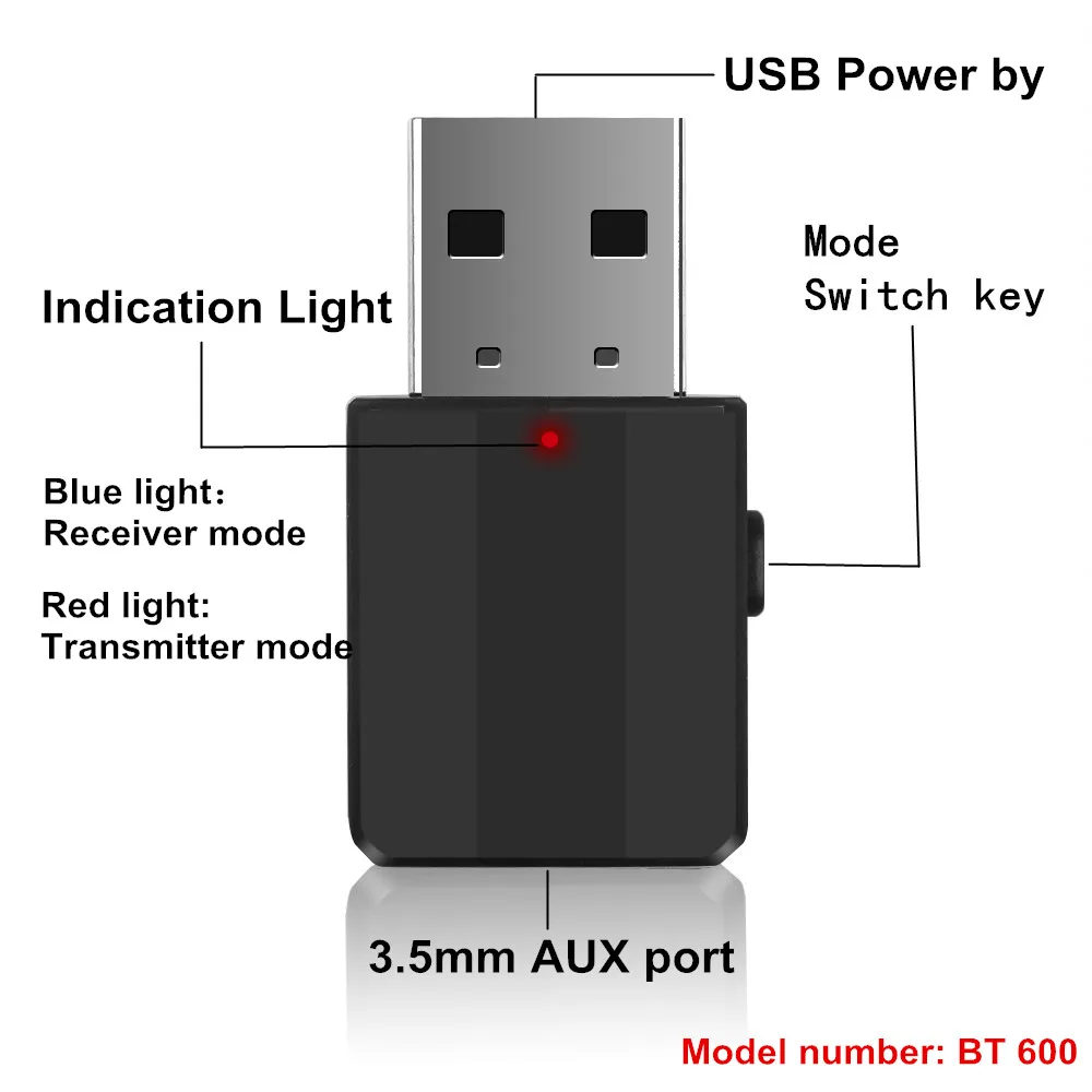 Приемник и передатчик Bluetooth 5 0 2 в 1 с USB разъемом 3 мм аудиоадаптер AUX для