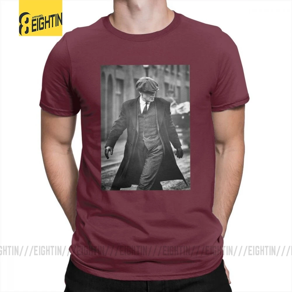 Peaky blinds рубашка и товары из очищенного хлопка классические футболки Летние футболки с коротким рукавом с вырезом лодочкой мужские футболки размера плюс - Цвет: Burgundy