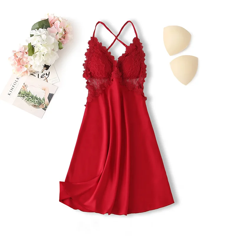 

Женская пижама, интимное нижнее белье, сексуальная кружевная ночная рубашка в стиле пэчворк, летняя мини-ночная сорочка на бретелях-спагетти, атласное домашнее платье