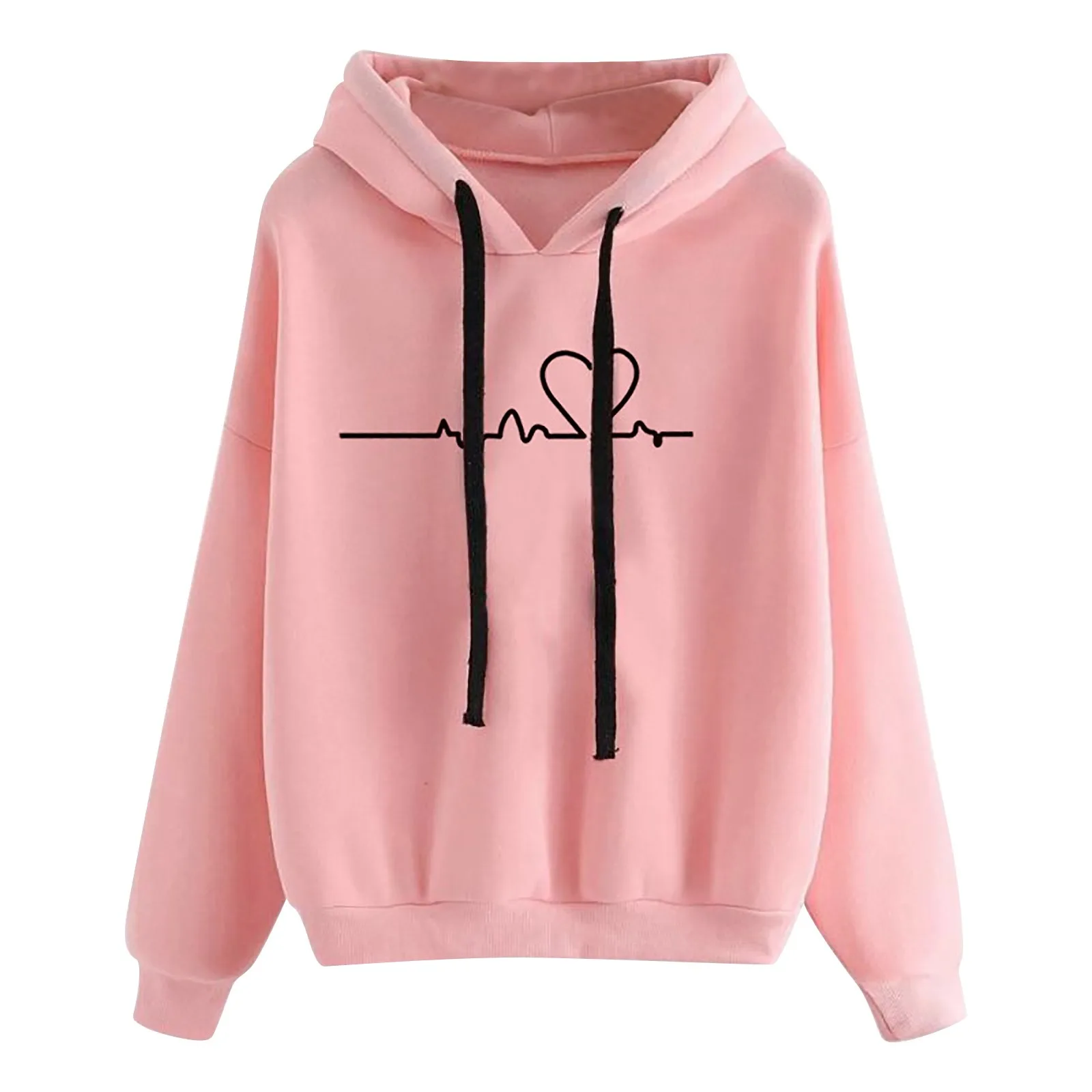 Women Love Printed Hoodies Casual Harajuku drawstring Hoodie Autumn Winter Women Long Sleeve Sweatshirts Sudadera Mujer Moletom