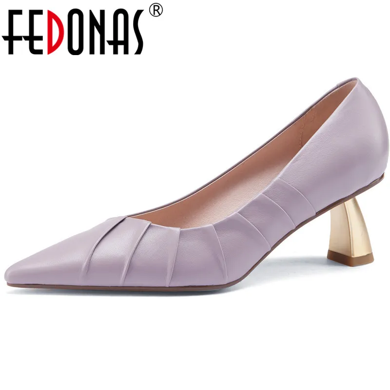 

Женские туфли-лодочки FEDONAS, свадебные вечерние туфли из натуральной кожи на высоком каблуке, сезон весна-лето