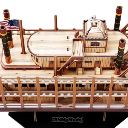 Barco de vapor americano precortado sin pegamento para ni&ntilde;os y adolescentes, modelo de papel 3D, puzle artesanal, MC-T4026h-2