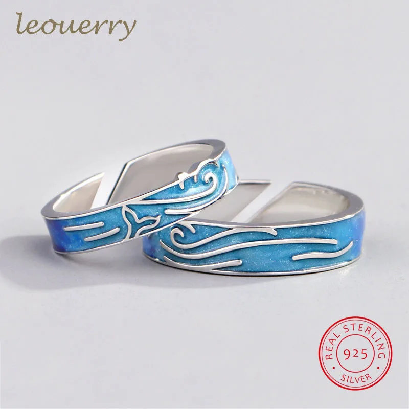 Leouerry 925 пробы серебро оригинальный дизайн глубокое море с рыбой Открытие Кольца