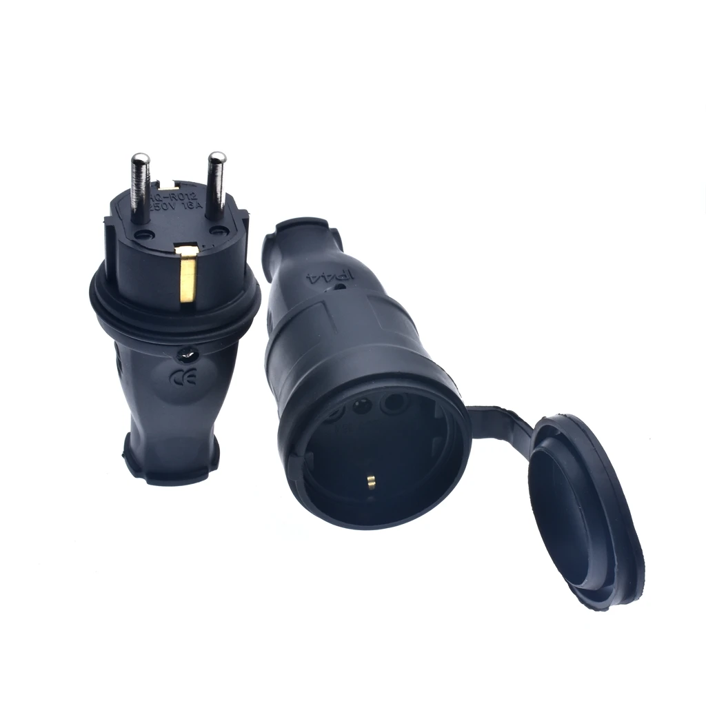 Резиновый водонепроницаемый штекер ЕС Электрический Заземленный Европейский