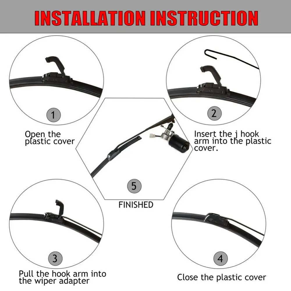 

Universal Car U-type Soft Bracketless Rubber 16'' Car Windshield Wiper Arm Blade Set Auto Wipers Accessories