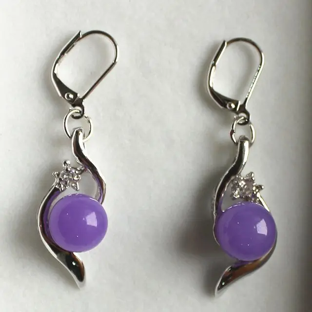 

NEW! 2014 NICE 10MM PURPLE JADES BREAD EARRING