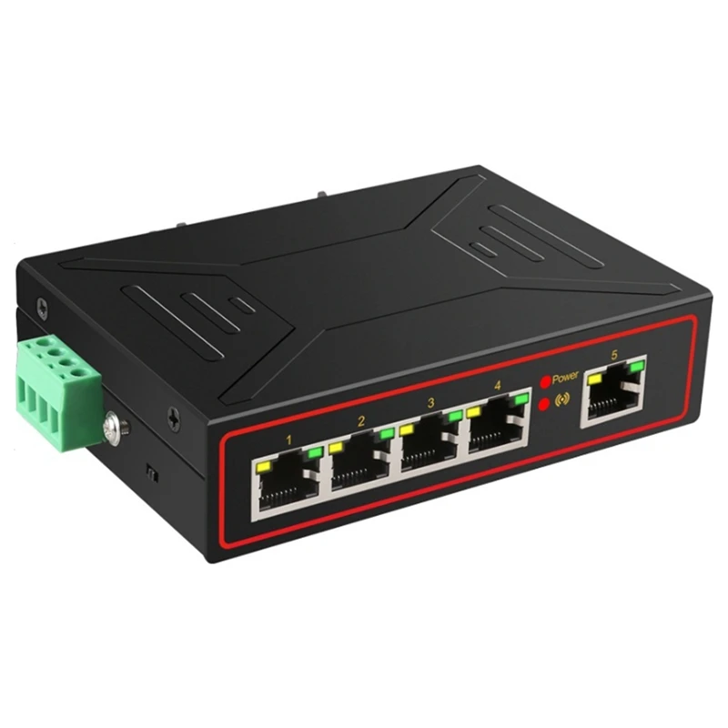 Металлический промышленный чехол Ethernet 5 портов 10/100 Мбит/с Rj45 усиленный сетевой