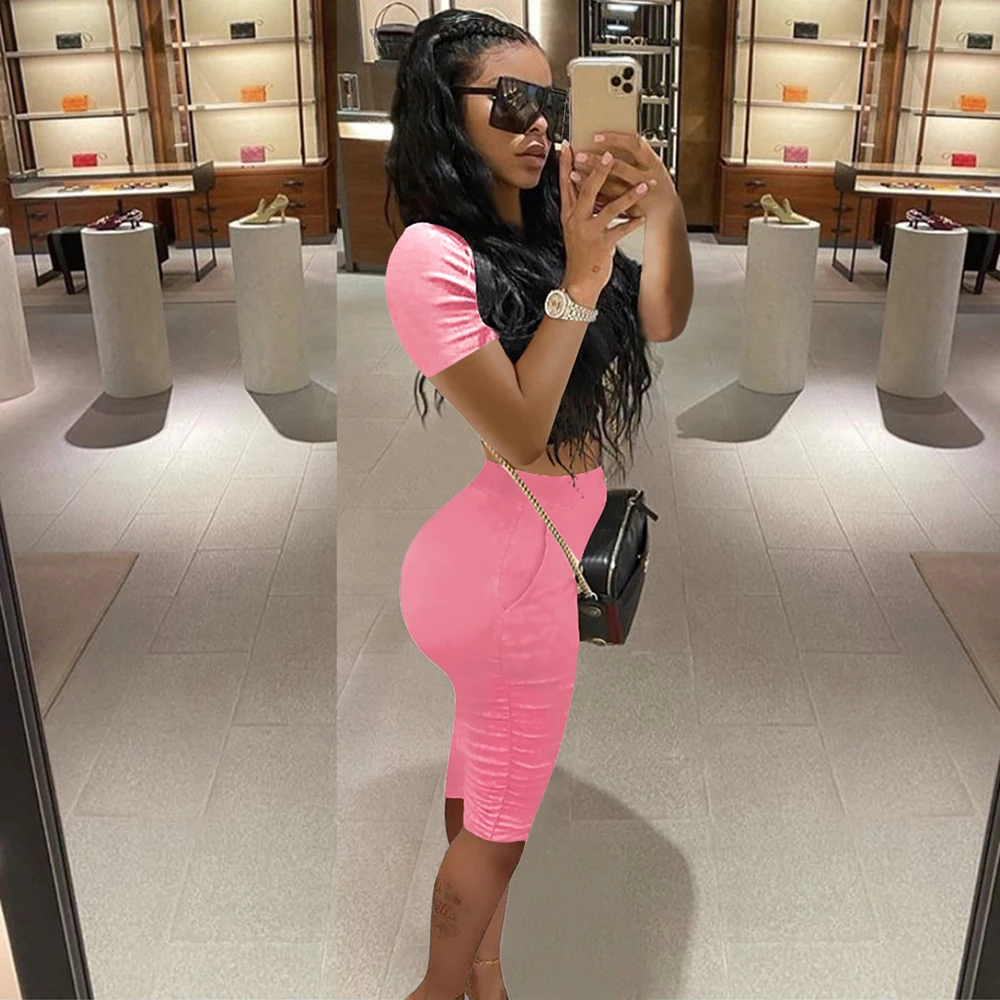 

Tracksuits Women Two Piece Set Short Sleeve Shirt Crop Top + Flare Pants Casual Stacked Joggers Bell Bottom Pants Matching Suits