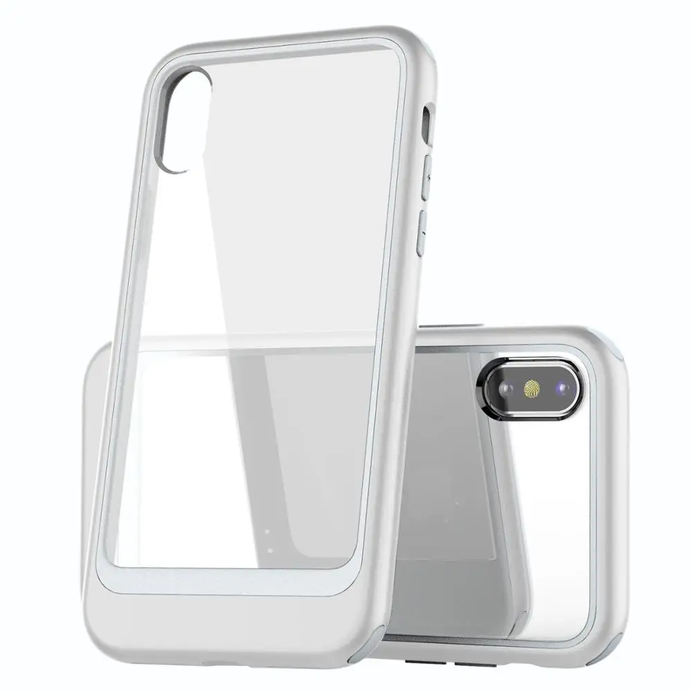 Silver Чехол для iPhone XS Max XR XS X 7 8 Plus, хит цвета, 2 в 1, комбинированный прозрачный акриловый защитный чехол, защитный чехол для iPhone 11 Pro 11 Pro Max - Цвет: Silver