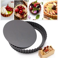bakeware mini round pie muffin cupcake pans non stick tart quiche flan pan pie pizza cake mold removable loose bottom fluted