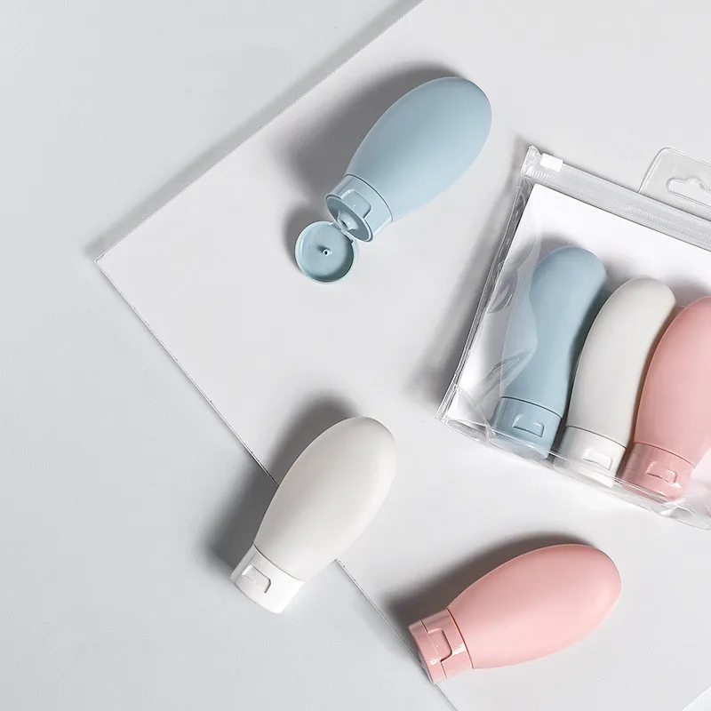 

3Pcs 60ml Travel Accessories Cosmetics Container Soap Dispenser Shampoo Bottle Portable Multi-color Silicone Refillable Bottle