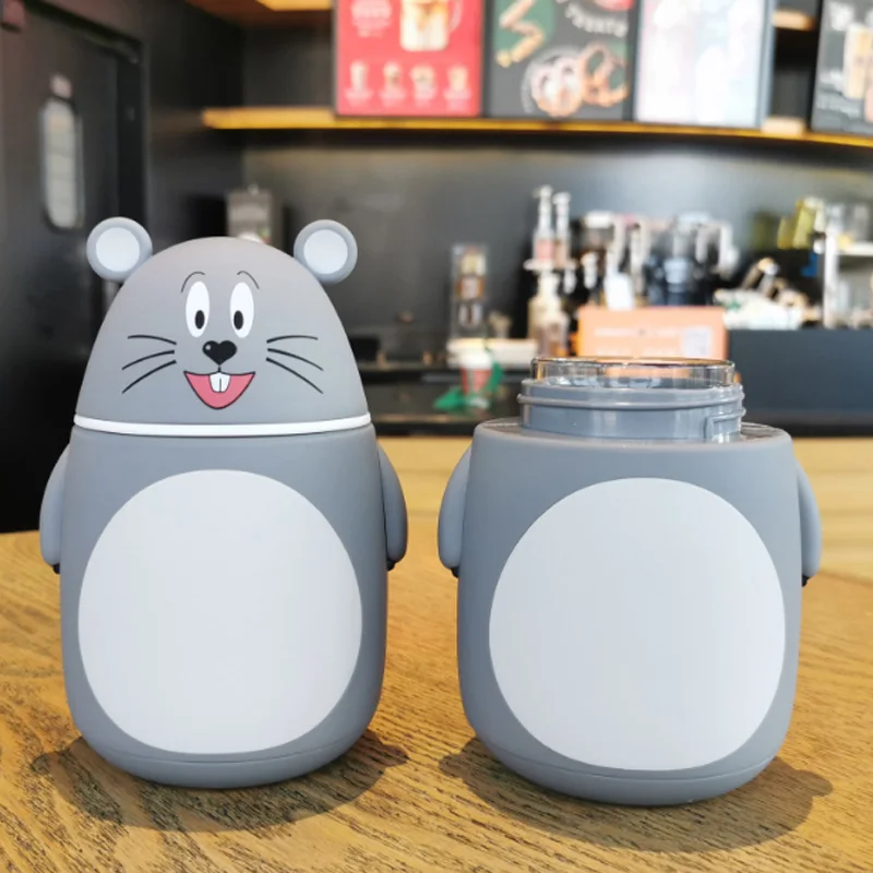 

Fashion Creative Double Heat-resisting Lovely Rat High quality Glass Drinking Cartoon style glass Water Bottles