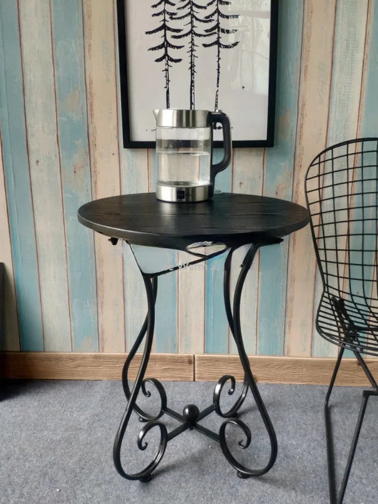 Европейский кованый железный маленький стол диван круглый журнальный столик для